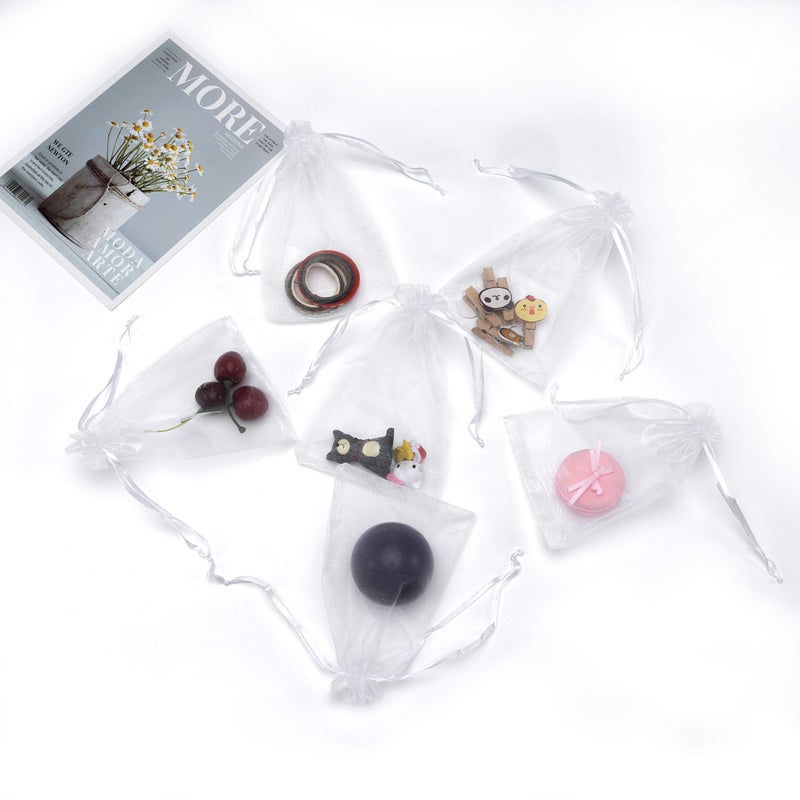 Volanic 100PCS 4X6 Inch Sheer Organza Bags with Drawstring for Candy Jewelry Party Wedding Favor Gift - Image 2
